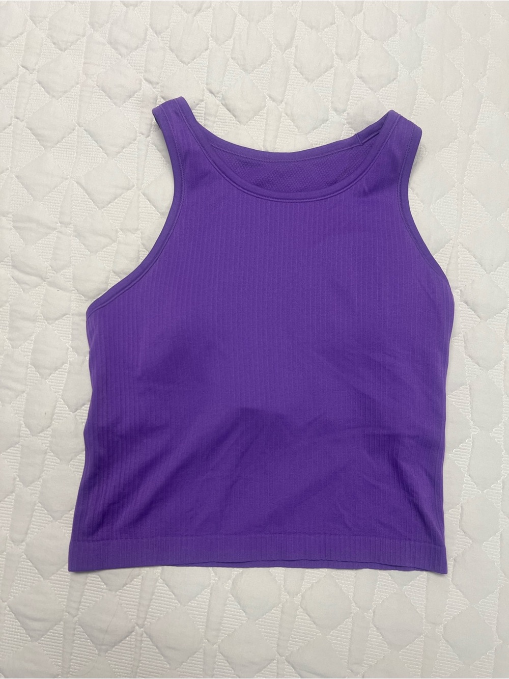 Solid Purple Ribbed Tank Top for Women